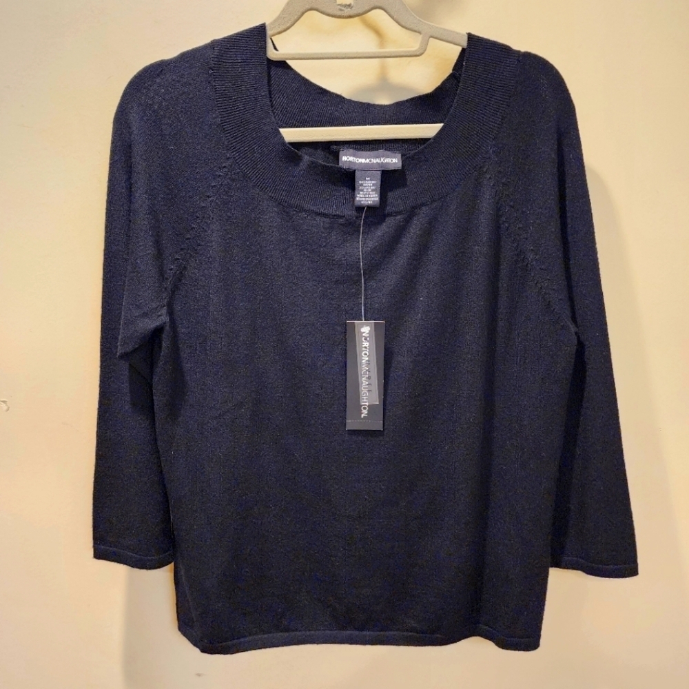 NORTON MCNAUGHTON Black 3/4 sleeves sweater size M NWT